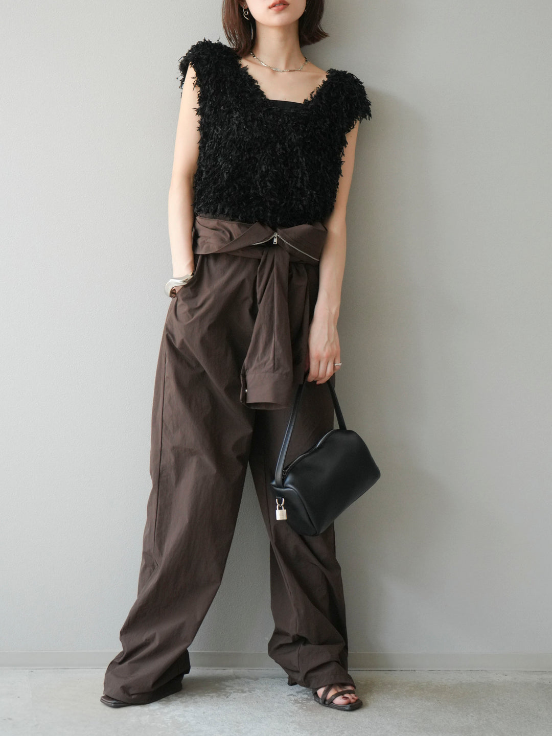 [予約]ナイロンジャンプスーツ/ブラウン