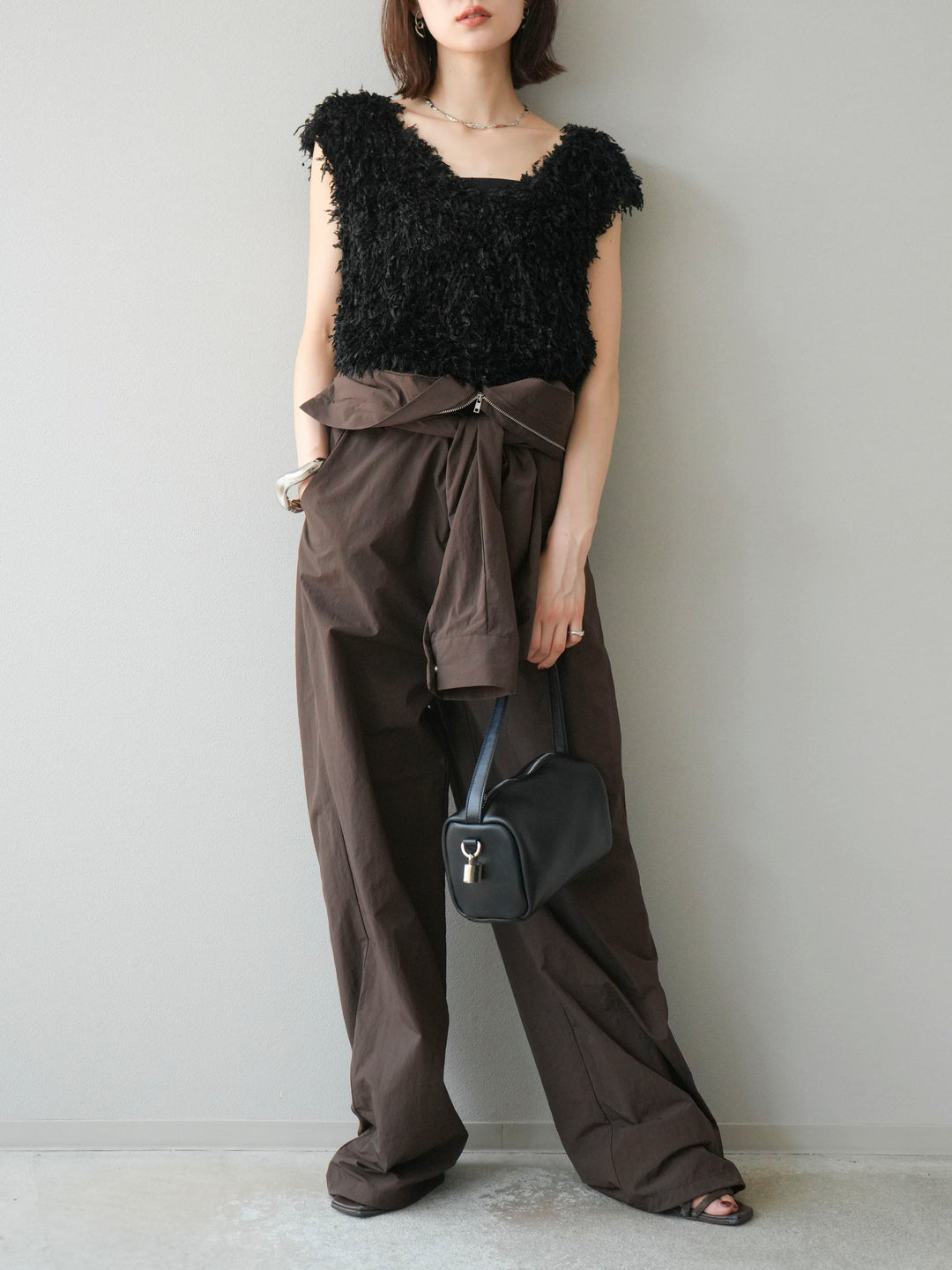 [予約]ナイロンジャンプスーツ/ブラウン