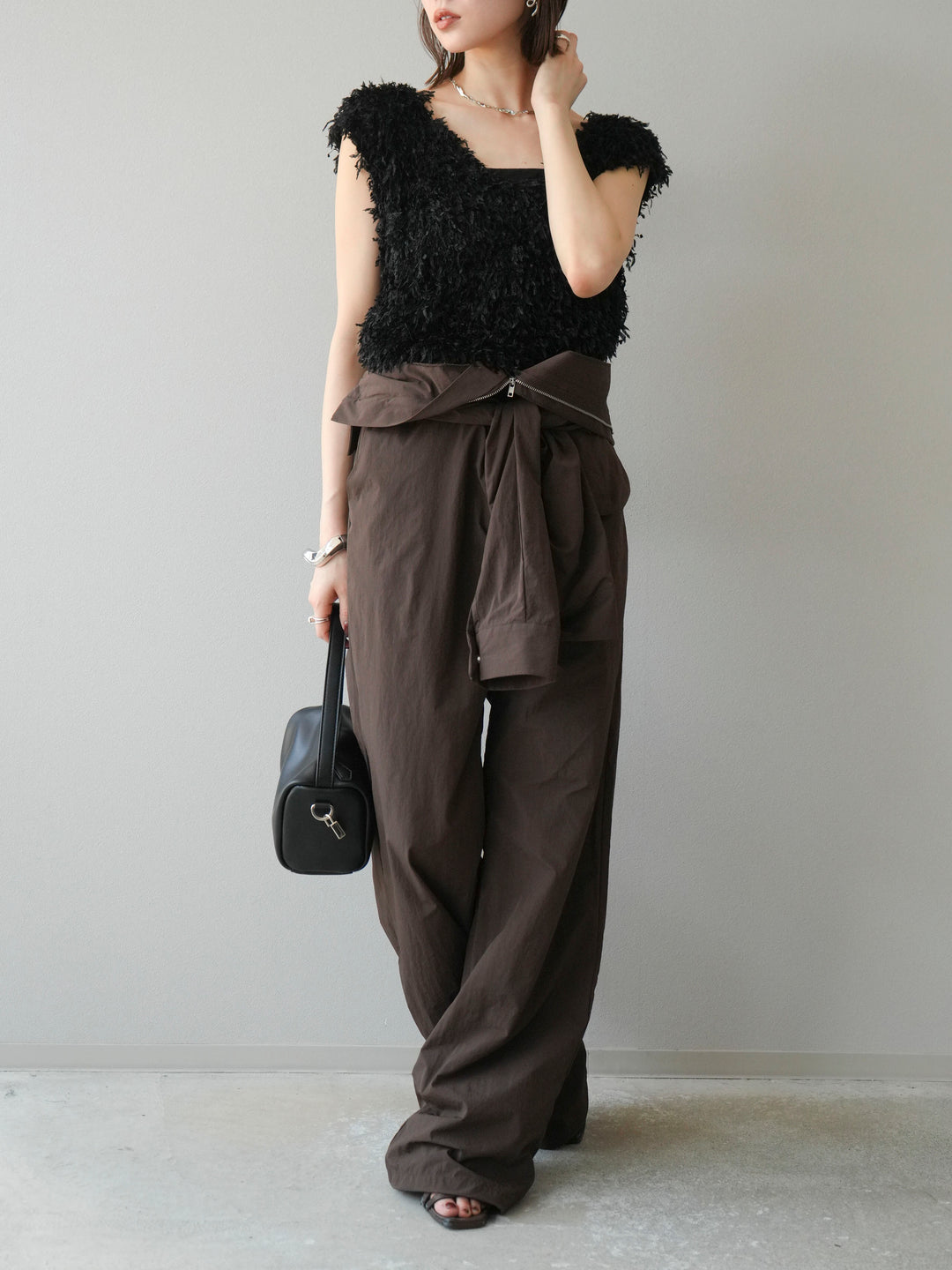 [予約]ナイロンジャンプスーツ/ブラウン