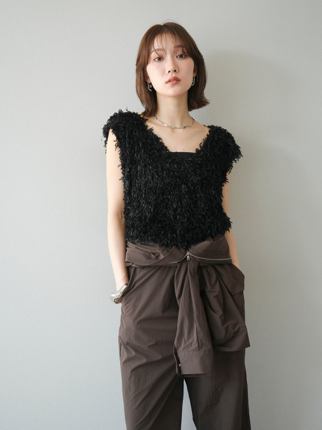 [予約]ナイロンジャンプスーツ/ブラウン