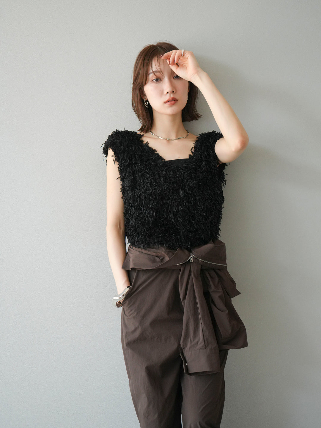 [予約]ナイロンジャンプスーツ/ブラウン