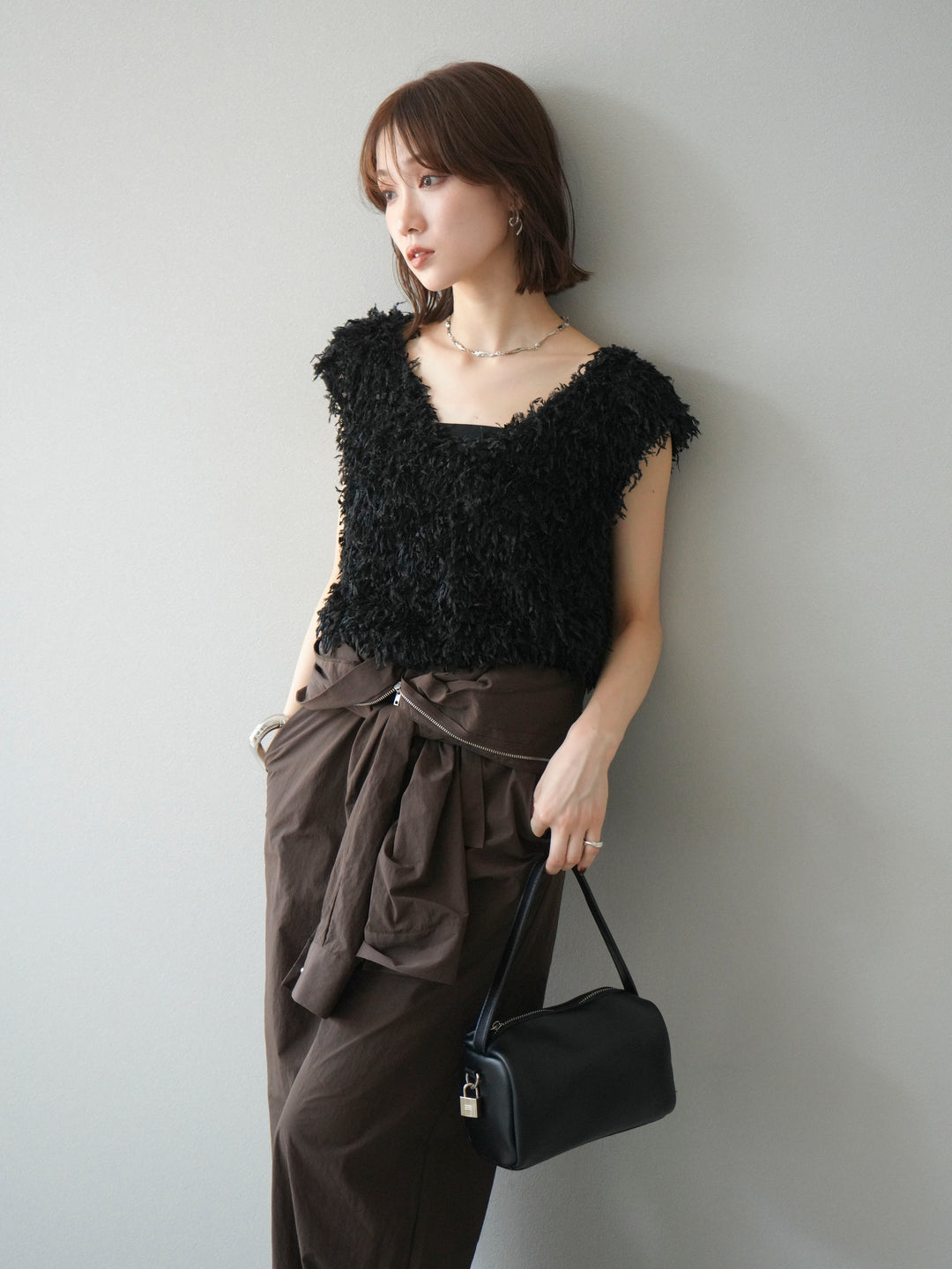 [予約]ナイロンジャンプスーツ/ブラウン