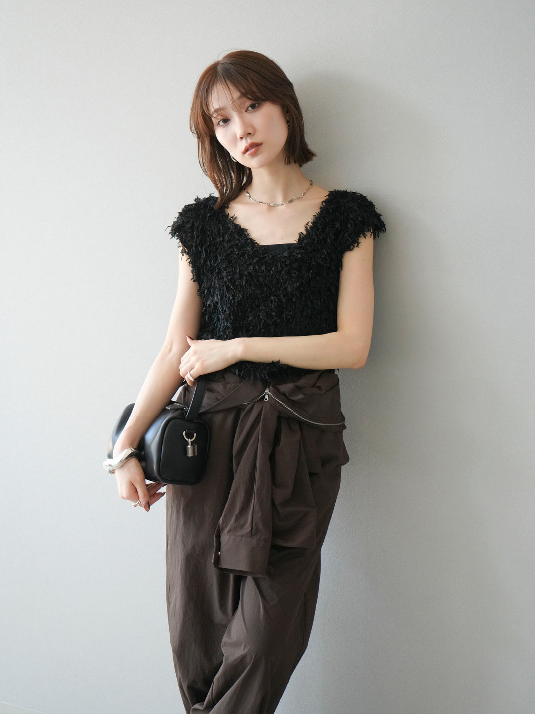 [予約]ナイロンジャンプスーツ/ブラウン