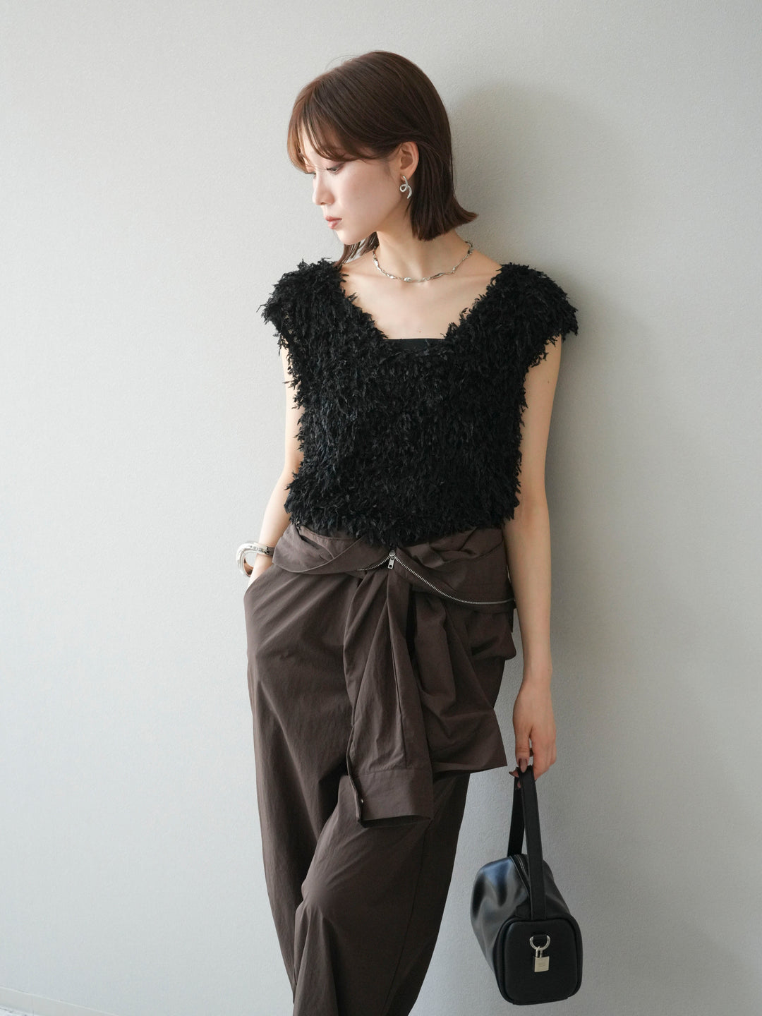 [予約]ナイロンジャンプスーツ/ブラウン