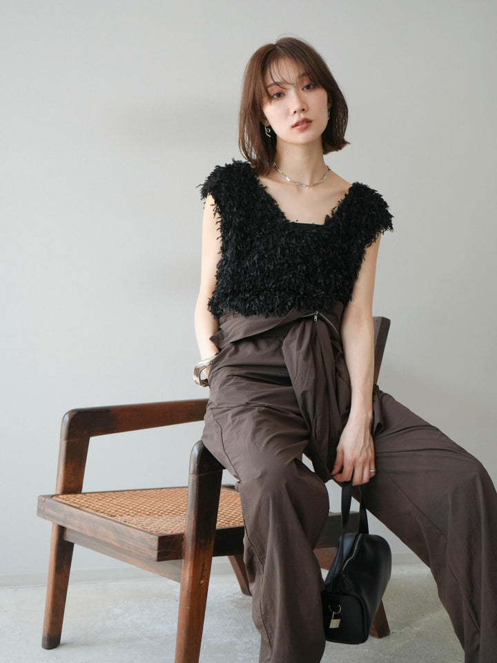 [予約]ナイロンジャンプスーツ/ブラウン