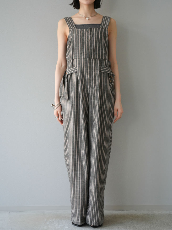 【預購】皮帶設計工裝褲/條紋