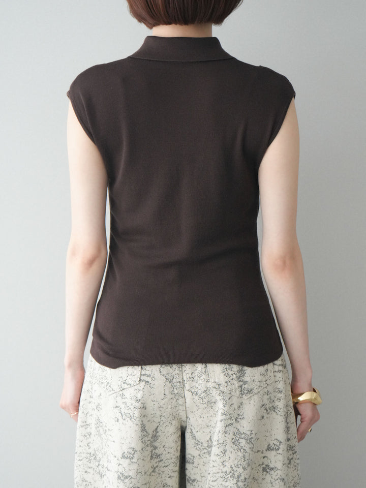 [予約]ノースリーブドレープニットトップス/brown