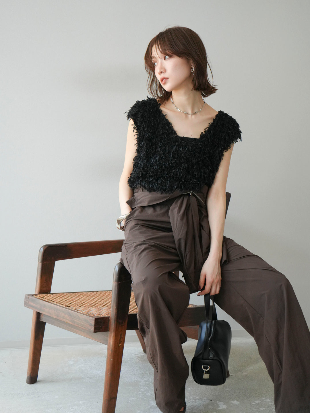 [予約]ナイロンジャンプスーツ/ブラウン