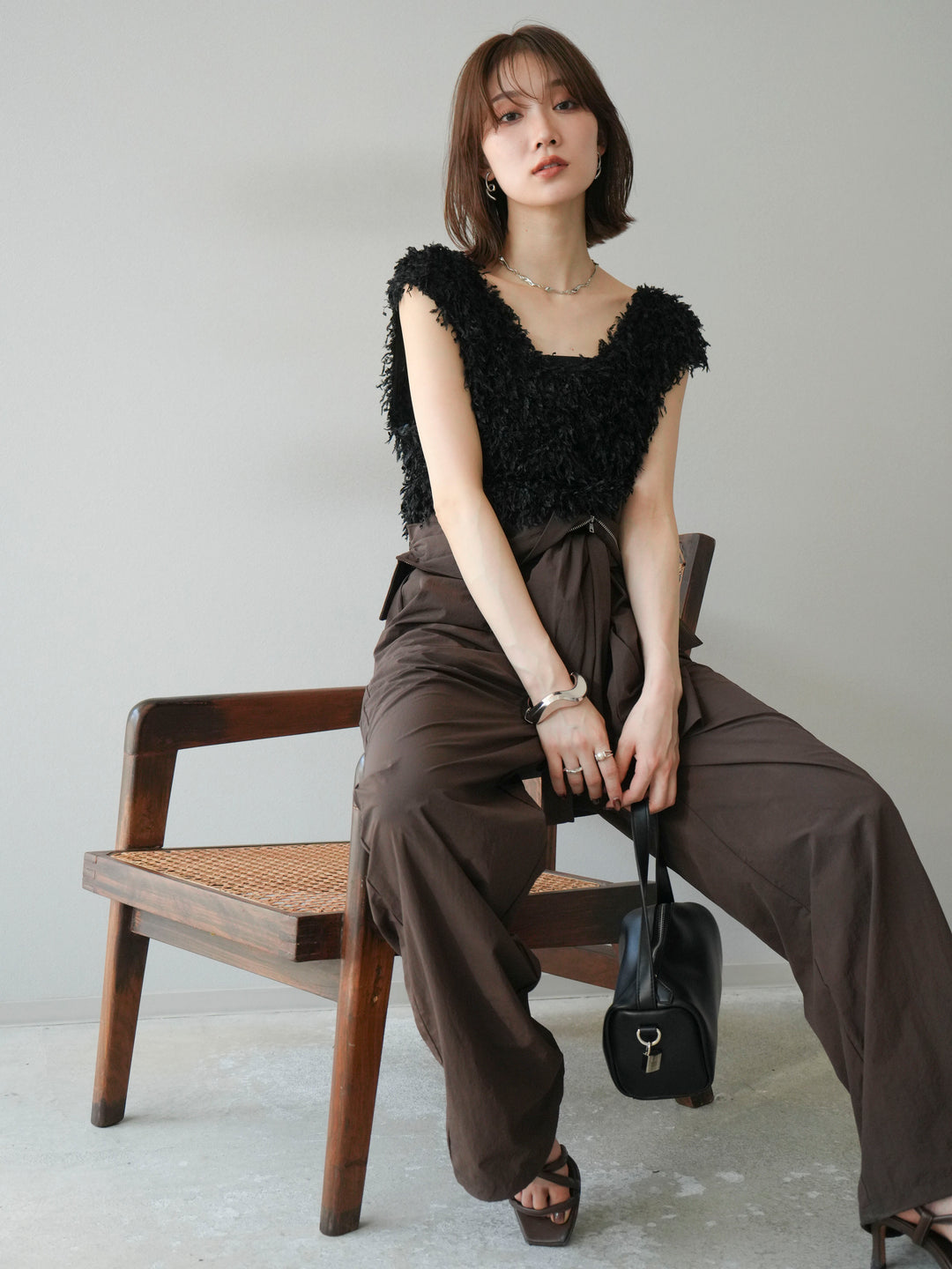 [予約]ナイロンジャンプスーツ/ブラウン