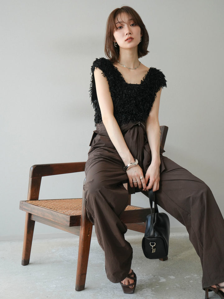 [予約]ナイロンジャンプスーツ/ブラウン