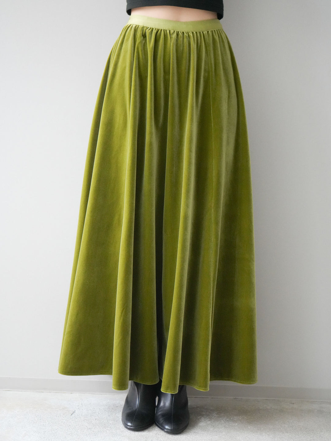 [予約]ベロアフレアスカート/green