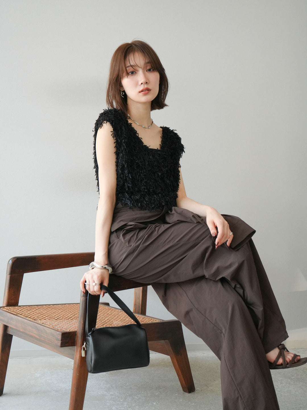 [予約]ナイロンジャンプスーツ/ブラウン