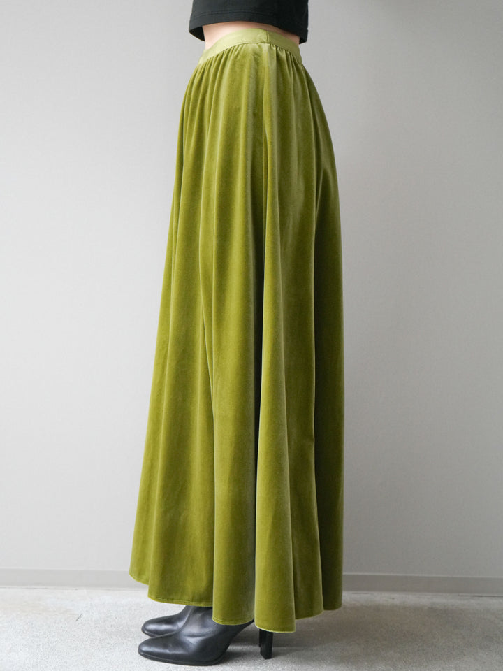 [予約]ベロアフレアスカート/green