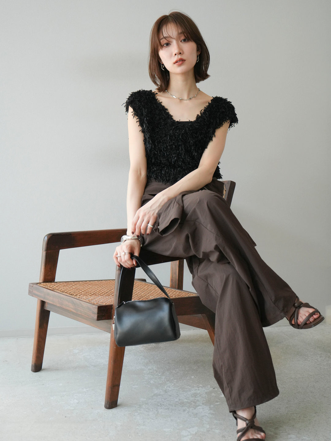 [予約]ナイロンジャンプスーツ/ブラウン