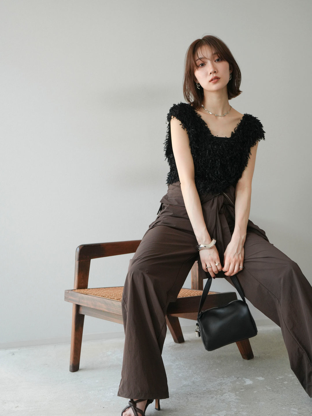 [予約]ナイロンジャンプスーツ/ブラウン