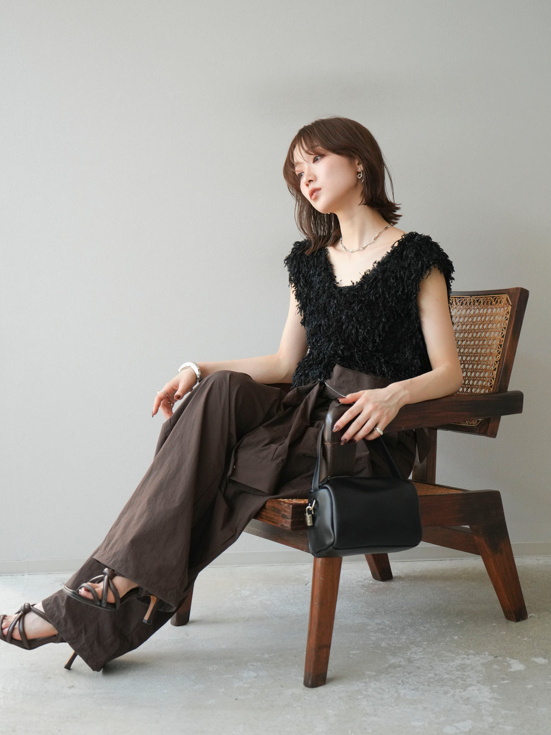 [予約]ナイロンジャンプスーツ/ブラウン