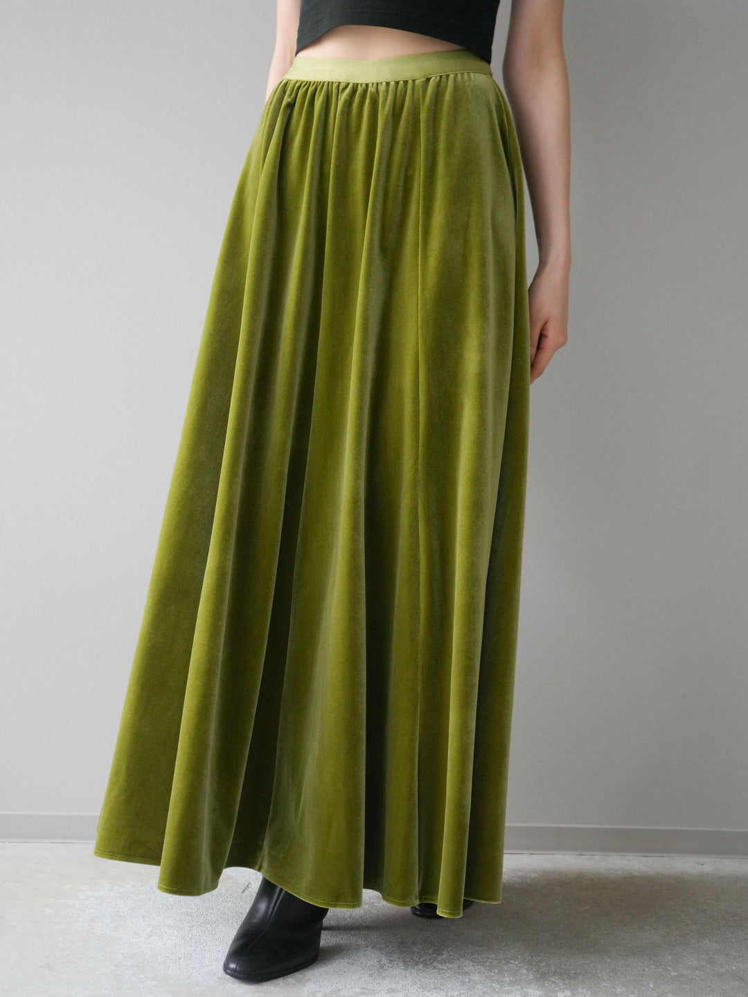 [予約]ベロアフレアスカート/green