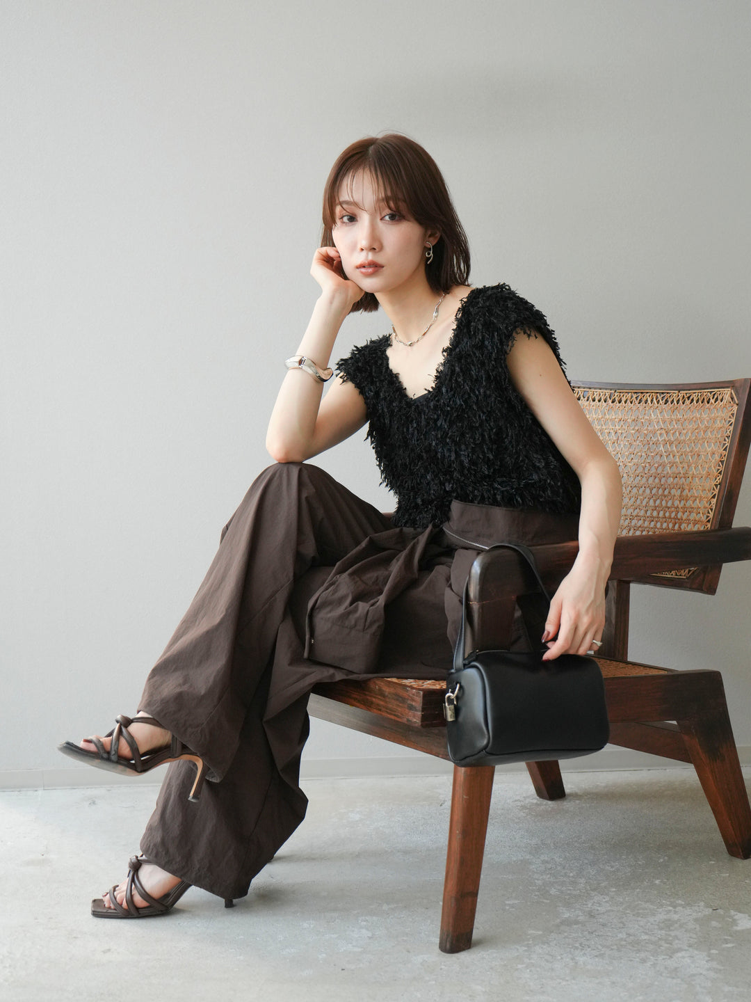 [予約]ナイロンジャンプスーツ/ブラウン