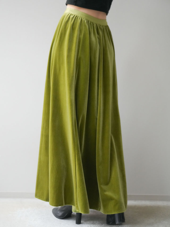 [予約]ベロアフレアスカート/green
