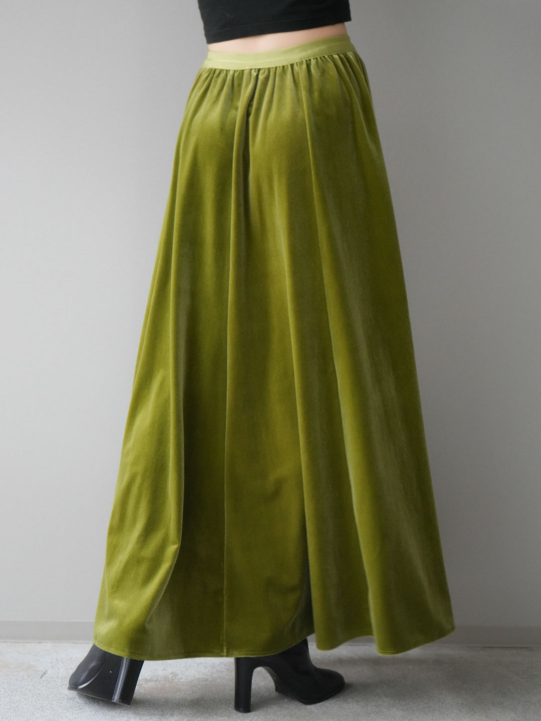 [予約]ベロアフレアスカート/green