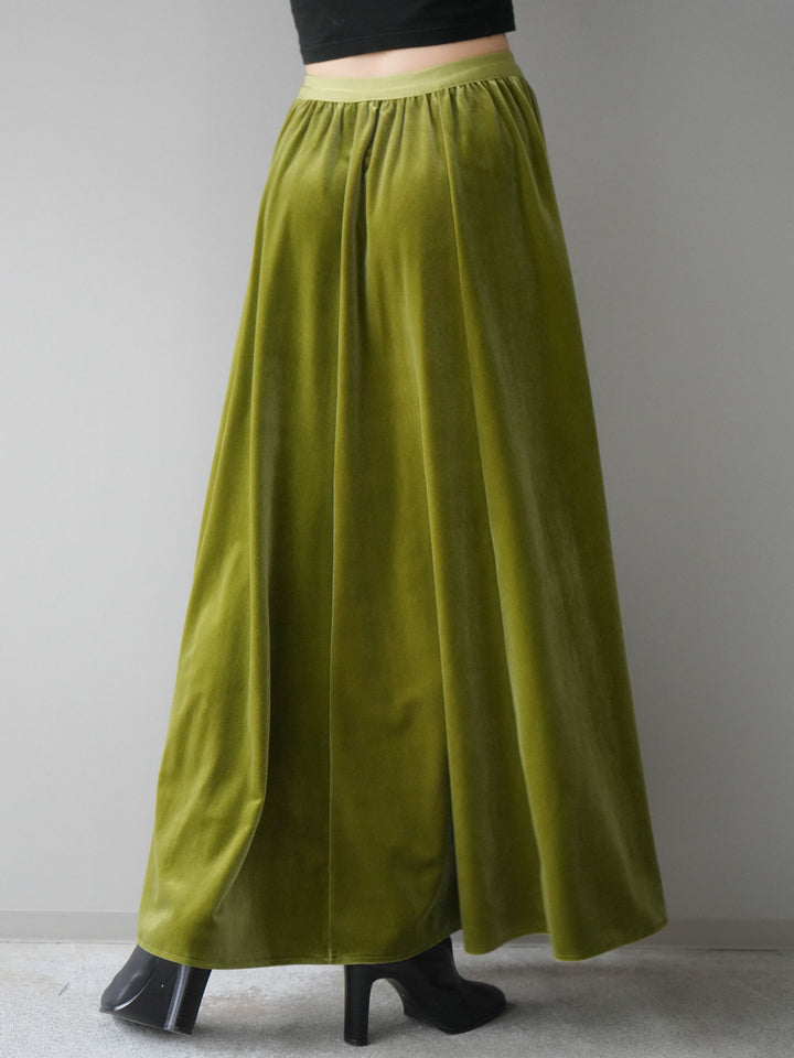 [予約]ベロアフレアスカート/green