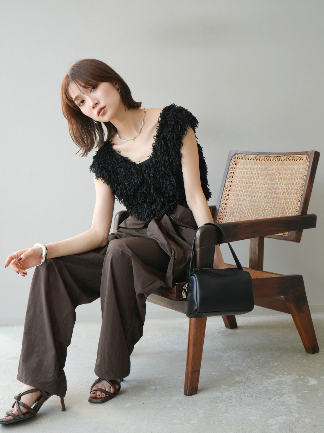 [予約]ナイロンジャンプスーツ/ブラウン