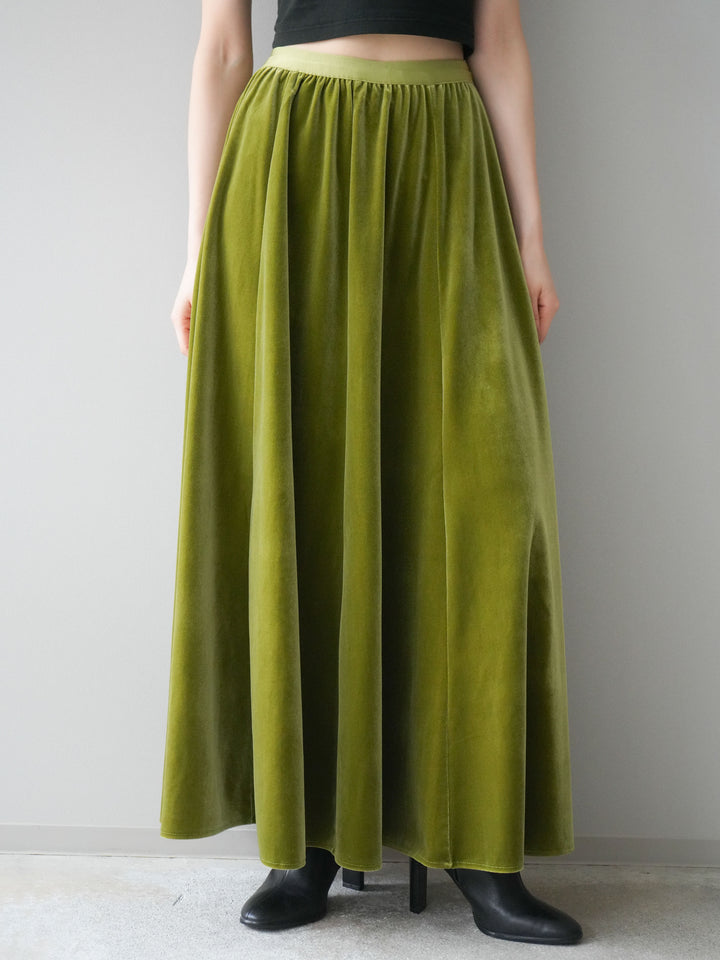 [予約]ベロアフレアスカート/green