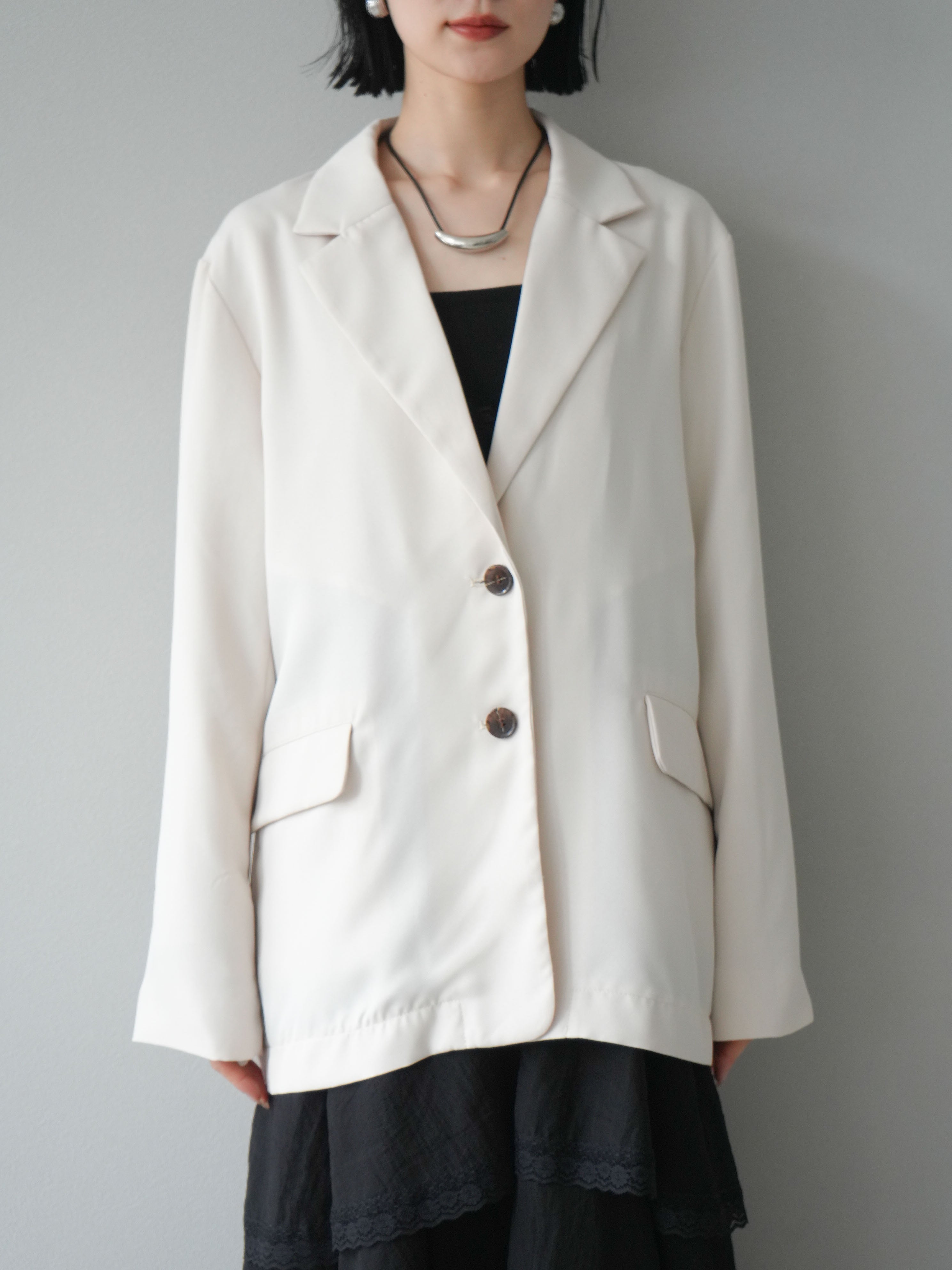 ☆ほぼ未使用品☆  リネンテーラードジャケット　L 白 予約]リネンタッチテーラードジャケット/アイボリー – Lumier