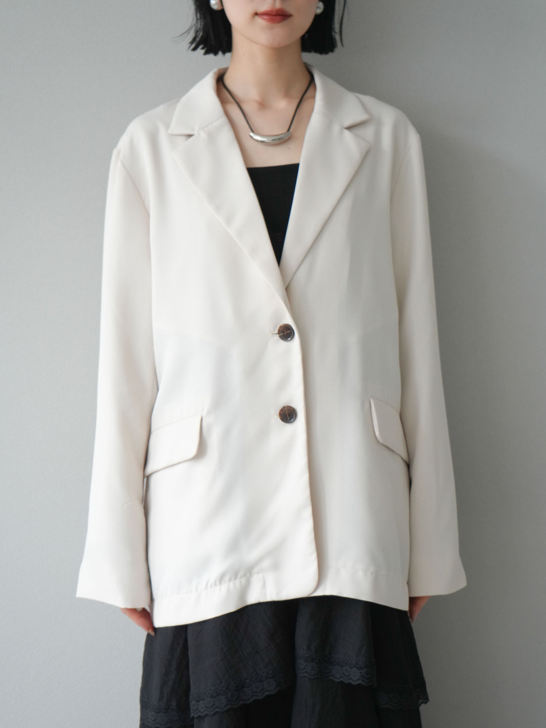 [予約]リネンタッチテーラードジャケット/アイボリー