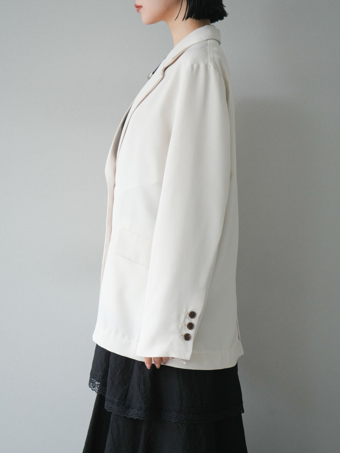 [予約]リネンタッチテーラードジャケット/アイボリー