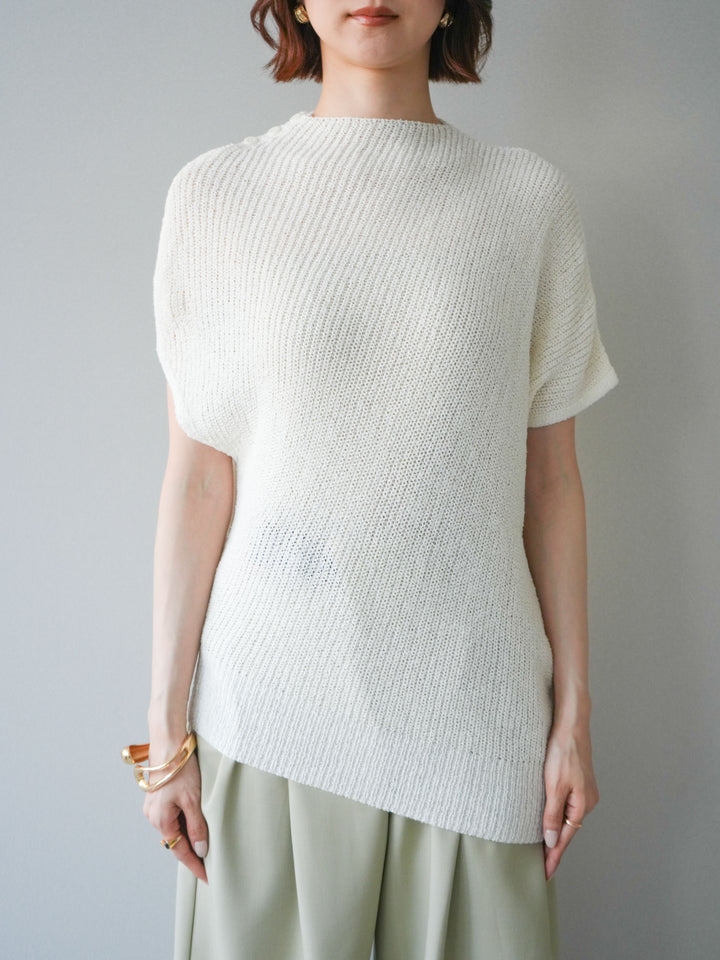 [予約]アシンメトリーローゲージニットトップス/ivory