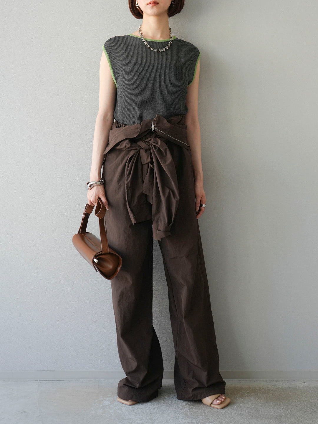 [予約]ナイロンジャンプスーツ/ブラウン