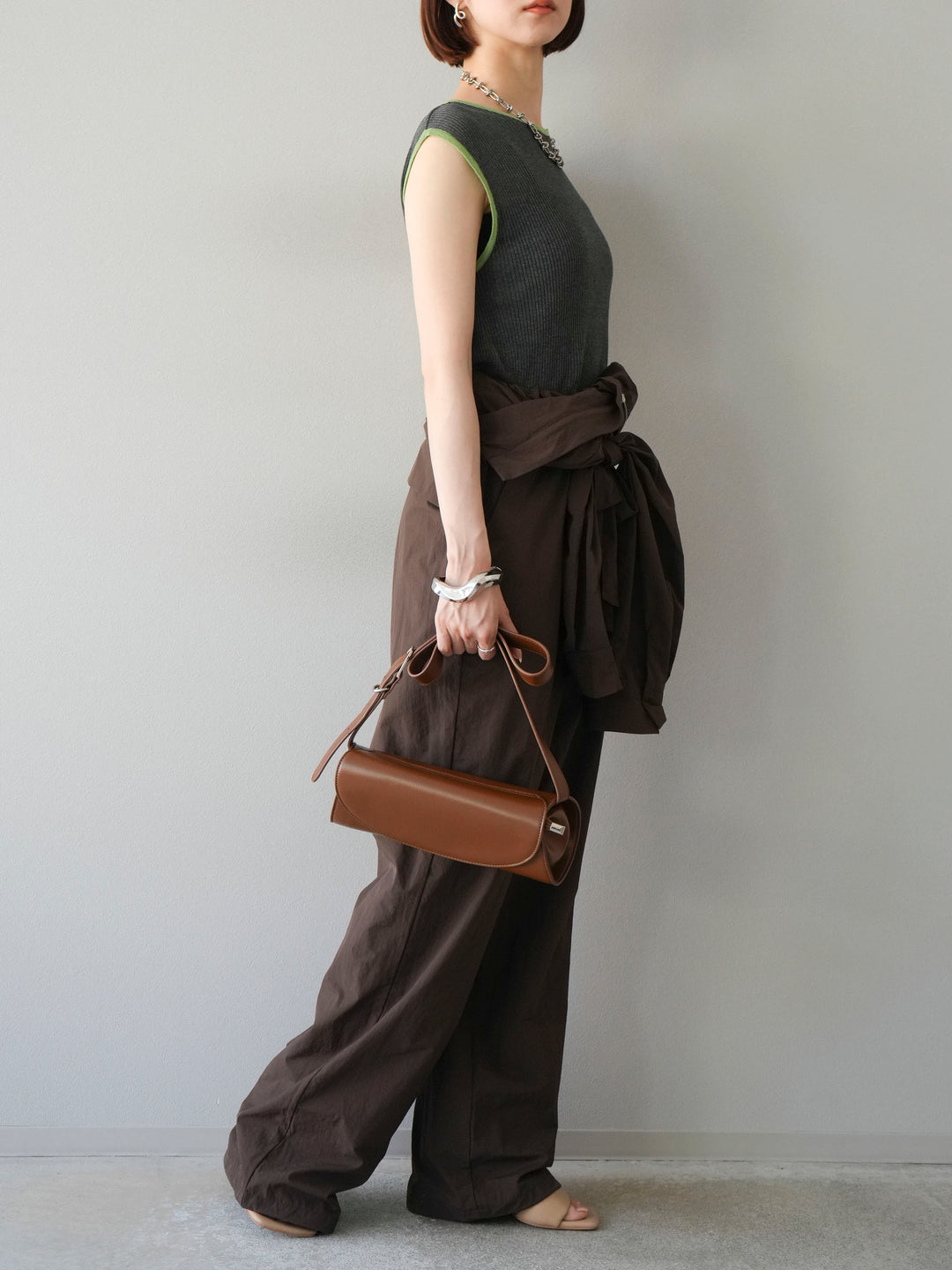 [予約]ナイロンジャンプスーツ/ブラウン