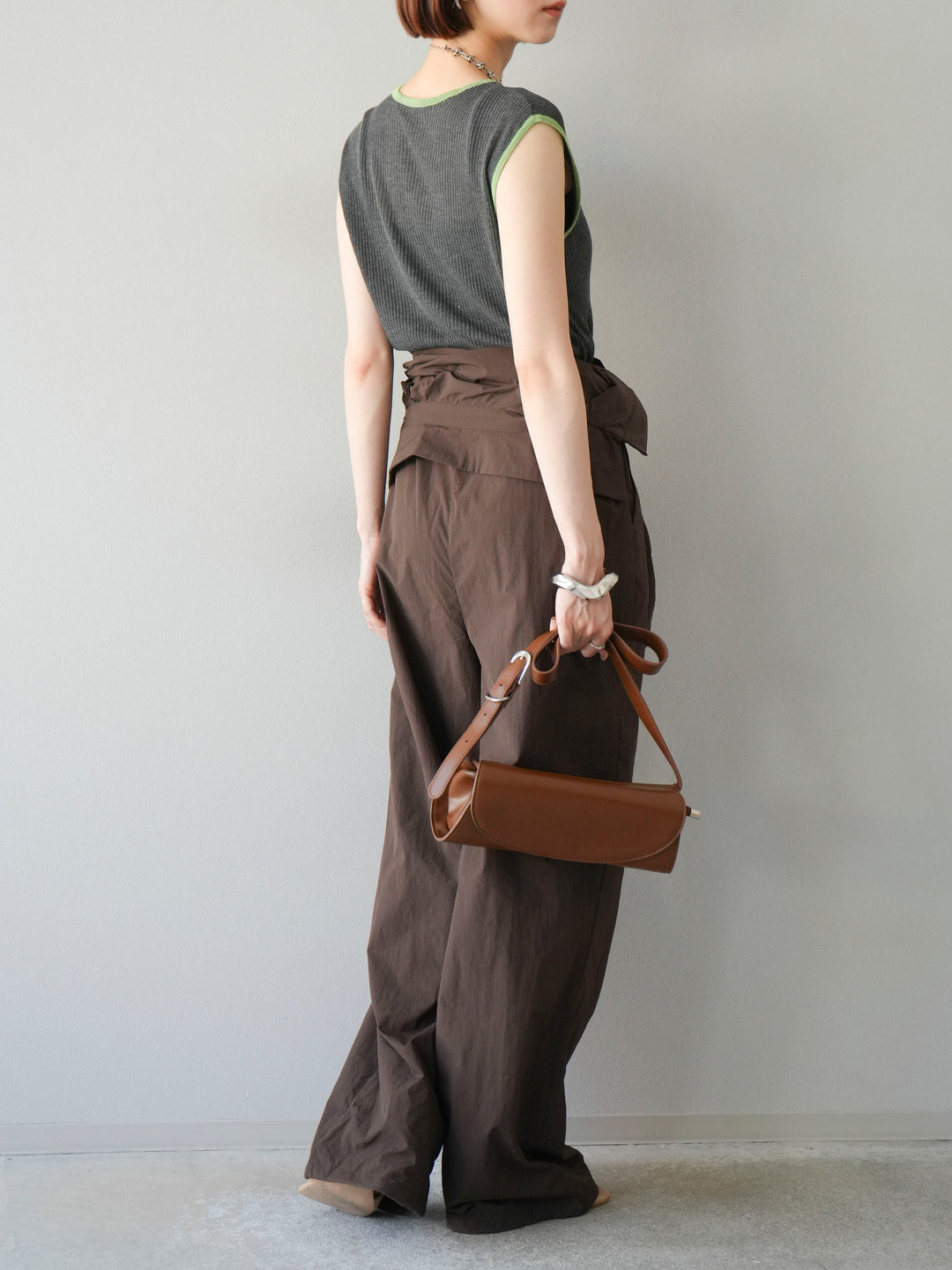 [予約]ナイロンジャンプスーツ/ブラウン