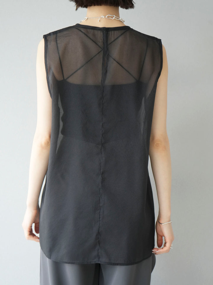 [Pre-order] Organza sleeveless top/Black