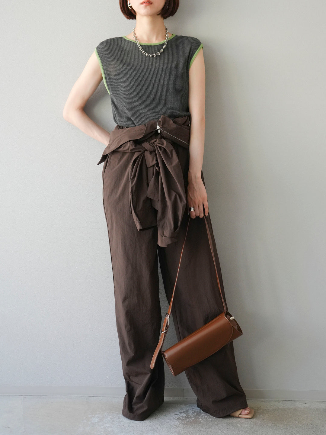 [予約]ナイロンジャンプスーツ/ブラウン