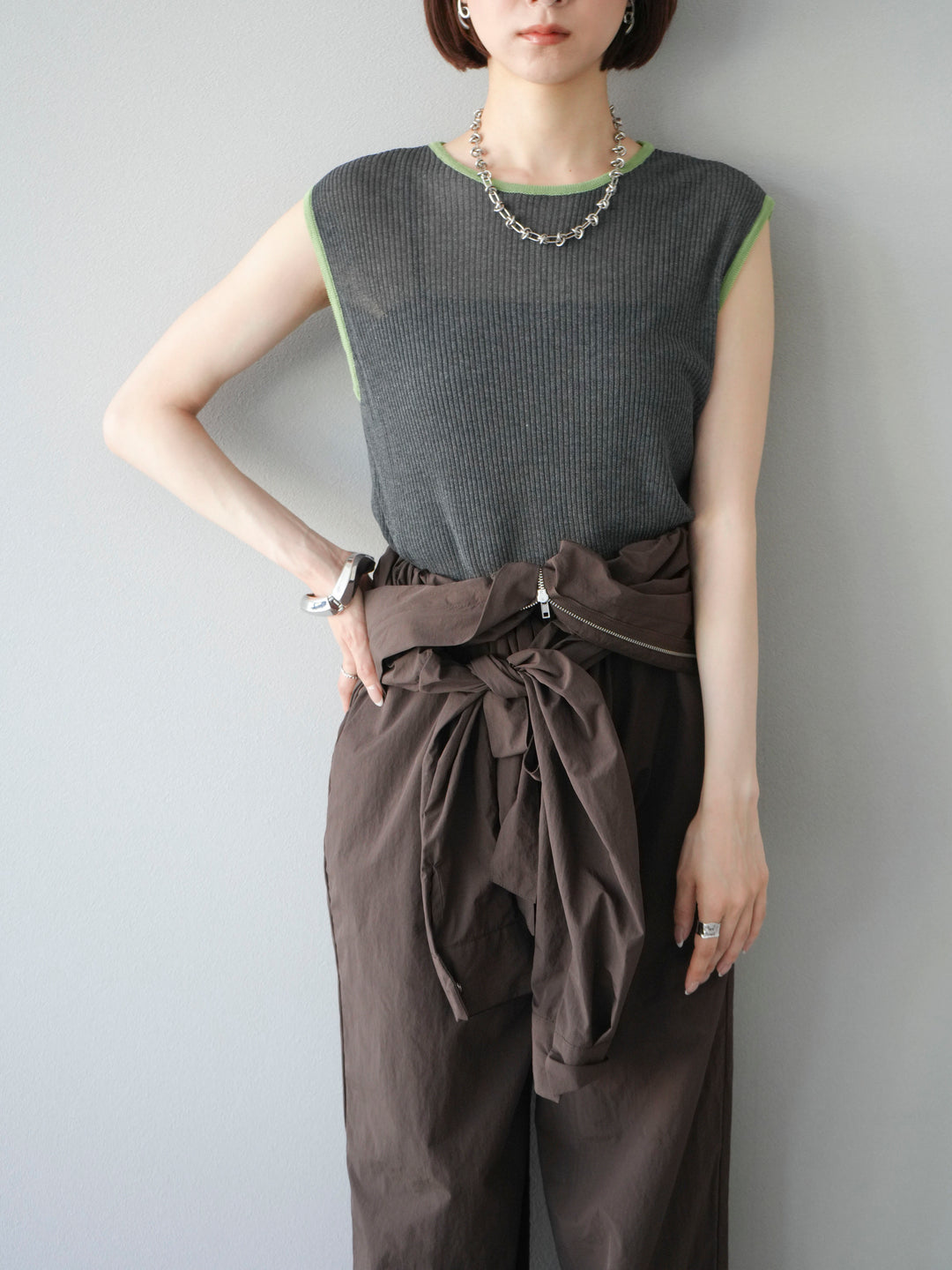 [予約]ナイロンジャンプスーツ/ブラウン