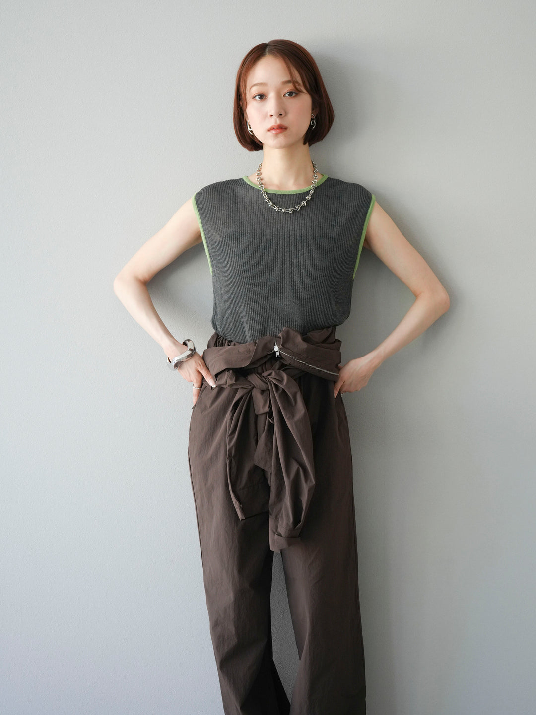 [予約]ナイロンジャンプスーツ/ブラウン