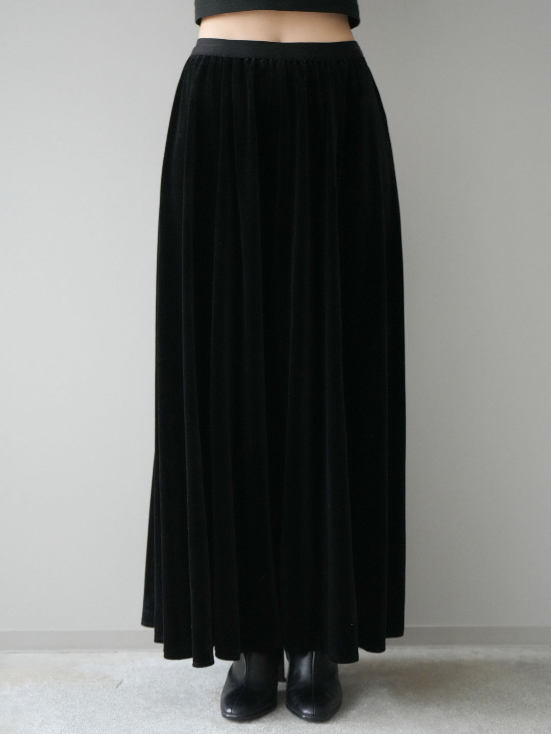 [予約]ベロアフレアスカート/black