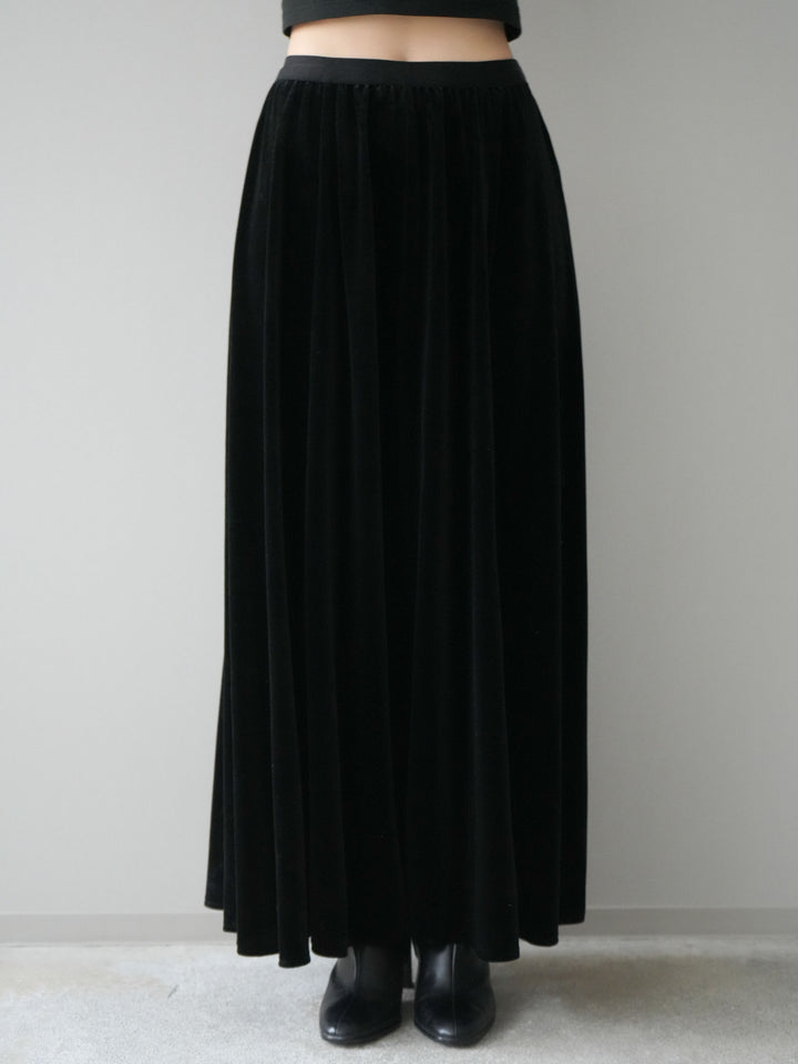 [予約]ベロアフレアスカート/black