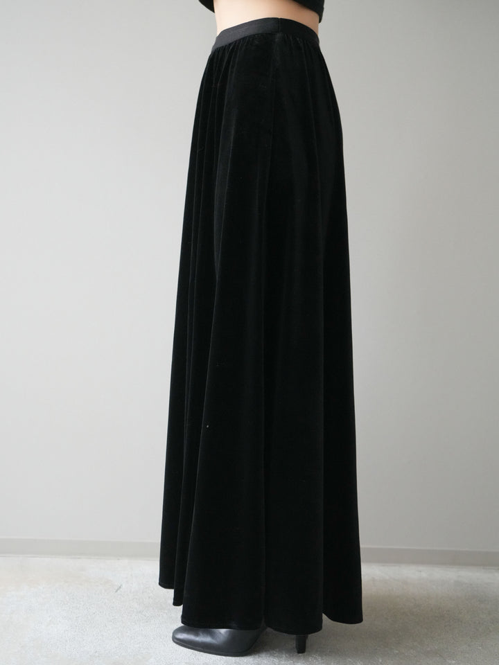 [予約]ベロアフレアスカート/black