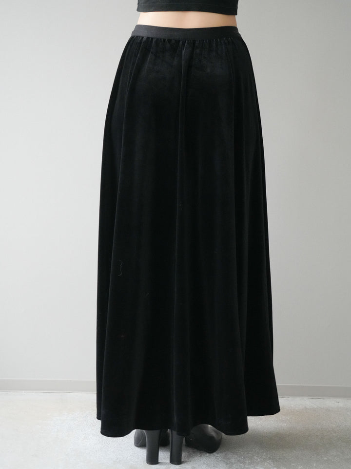 [予約]ベロアフレアスカート/black
