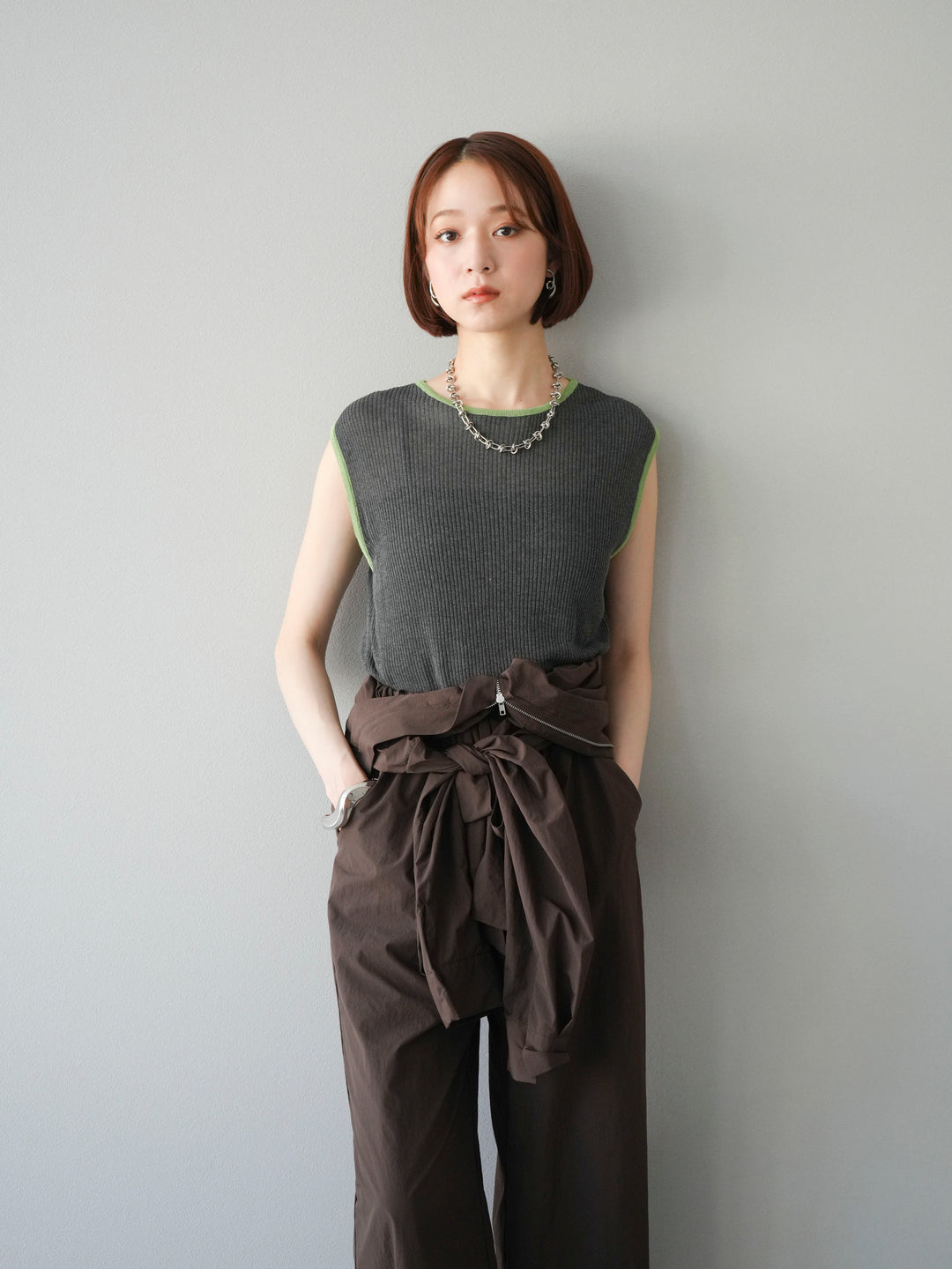 [予約]ナイロンジャンプスーツ/ブラウン