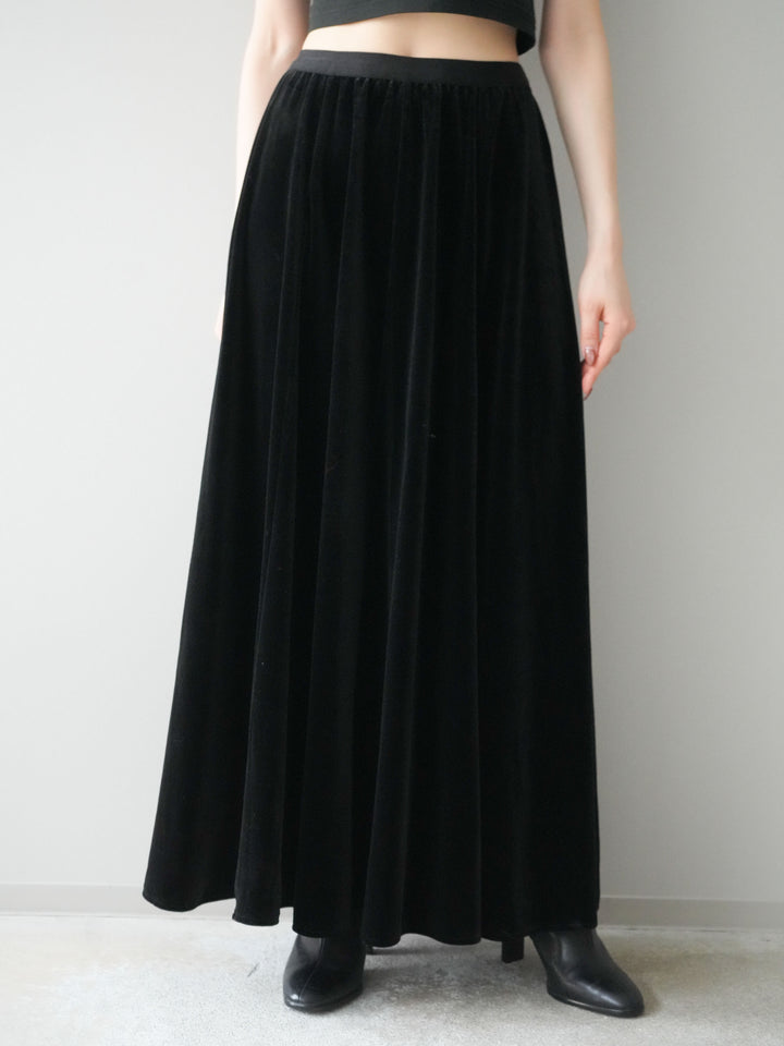 [予約]ベロアフレアスカート/black