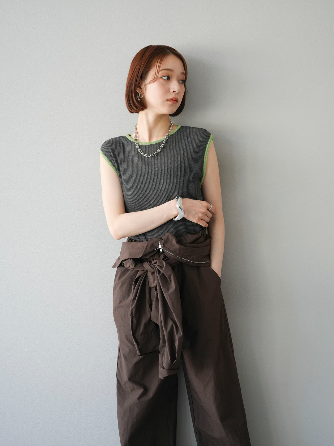 [予約]ナイロンジャンプスーツ/ブラウン