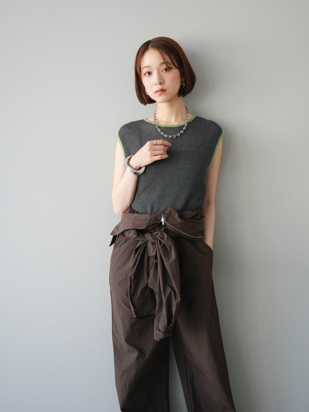 [予約]ナイロンジャンプスーツ/ブラウン