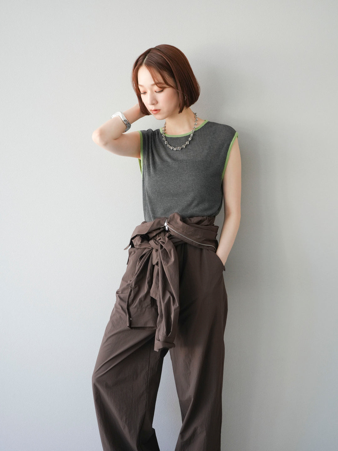 [予約]ナイロンジャンプスーツ/ブラウン