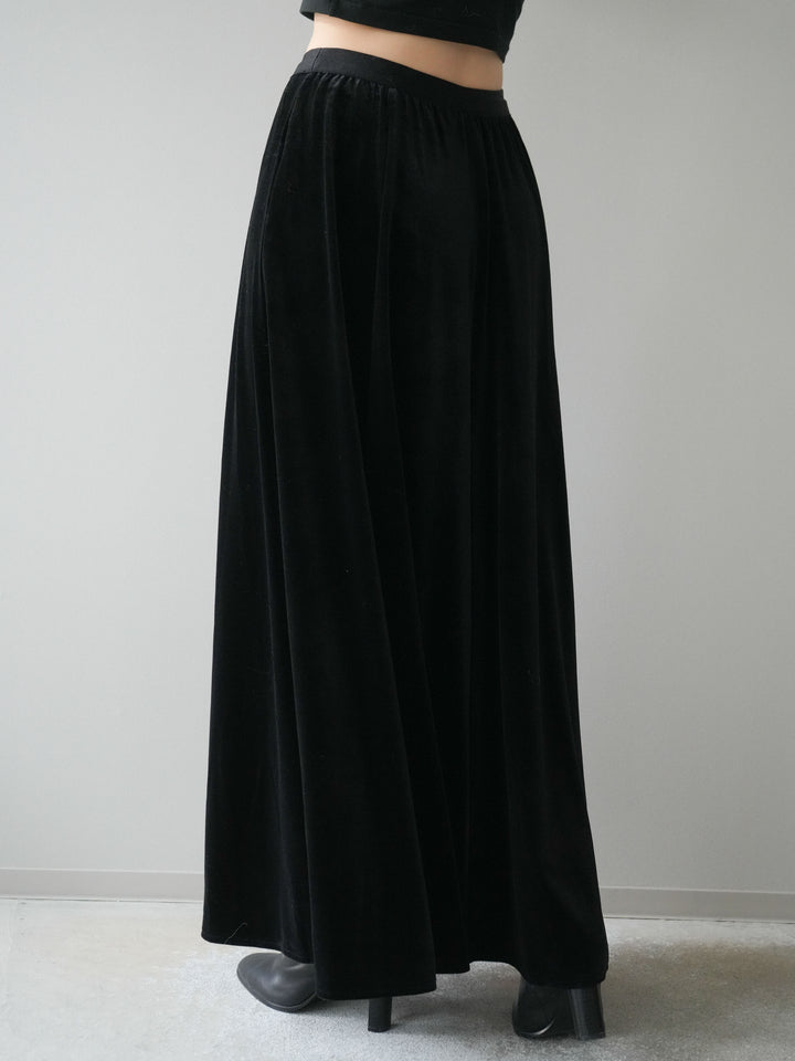 [予約]ベロアフレアスカート/black