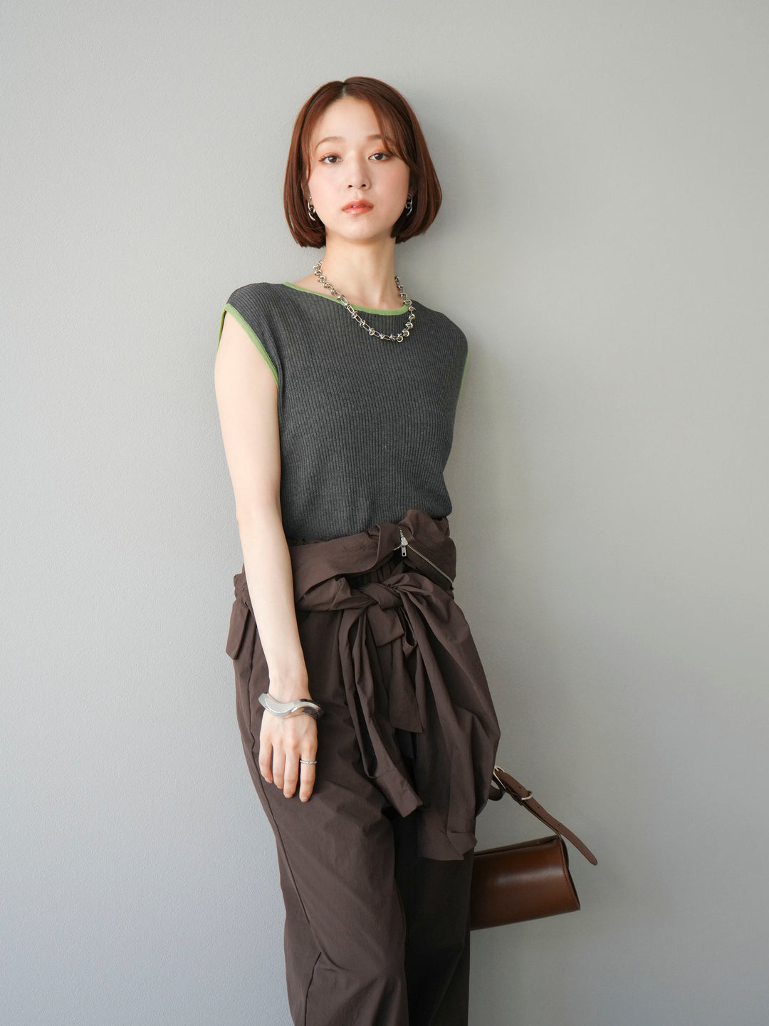 [予約]ナイロンジャンプスーツ/ブラウン