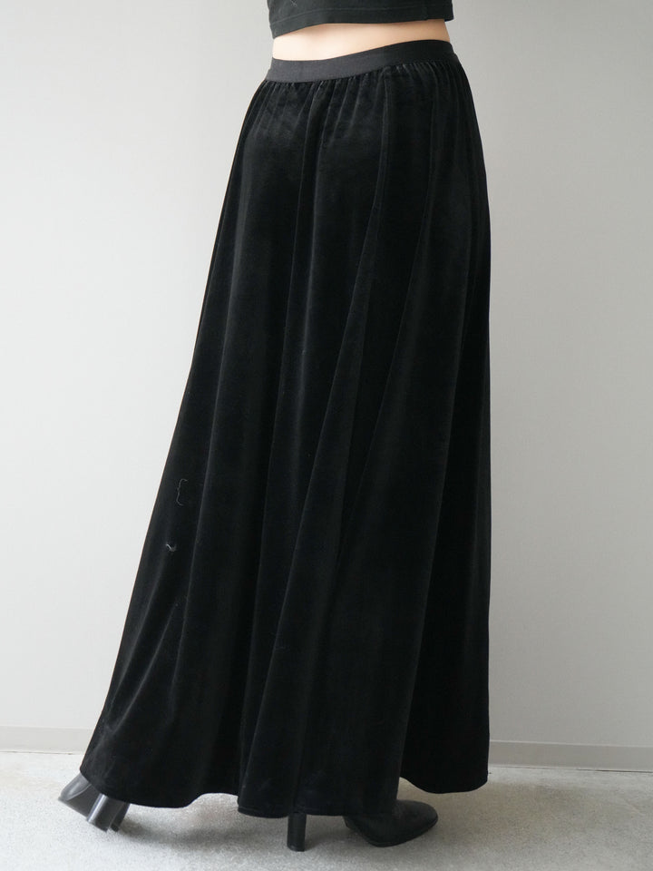[予約]ベロアフレアスカート/black